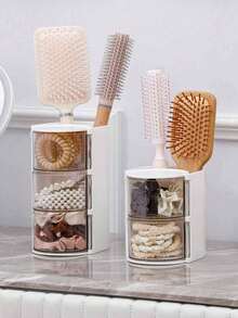 This 3-Layer Divided Storage Box Is Made Of ABS Material, Which Can Not Only Protect Powder Puffs And Makeup Sponges From Dust And Moisture, But Also Neatly Store Small Items Like Air Cushion Powder And Lipsticks. It Is Very Suitable For Cosmetic Storage, Jewelry Storage, Hair Accessory Storage, Desktop Decoration, Or As A Valentine's Day Gift. - Multicolor - View 3