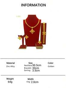 ANIID 1 Bộ 4 món trang sức mặt dây chuyền hình ngôi sao mạ vàng thời trang cho nữ, vòng tay, hoa tai và nhẫn, phù hợp cho tiệc cưới cô dâu Trung Đông Dubai, Châu Phi, Châu Âu và Hoa Kỳ, Ngày của Mẹ, Quà tặng tốt nghiệp, Trang phục hàng ngày - Vàng - Xem 8