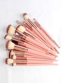 46件套化妆工具套装，包括：1个多功能拉链防水化妆包+25套化妆刷+4个化妆海绵+4个迷你化妆海绵+4个圆形粉扑+2个爱心形散粉扑+4个迷你气垫粉扑+1条洗脸巾+1个化妆刷清洁托盘 - 彩色 - 查看 4