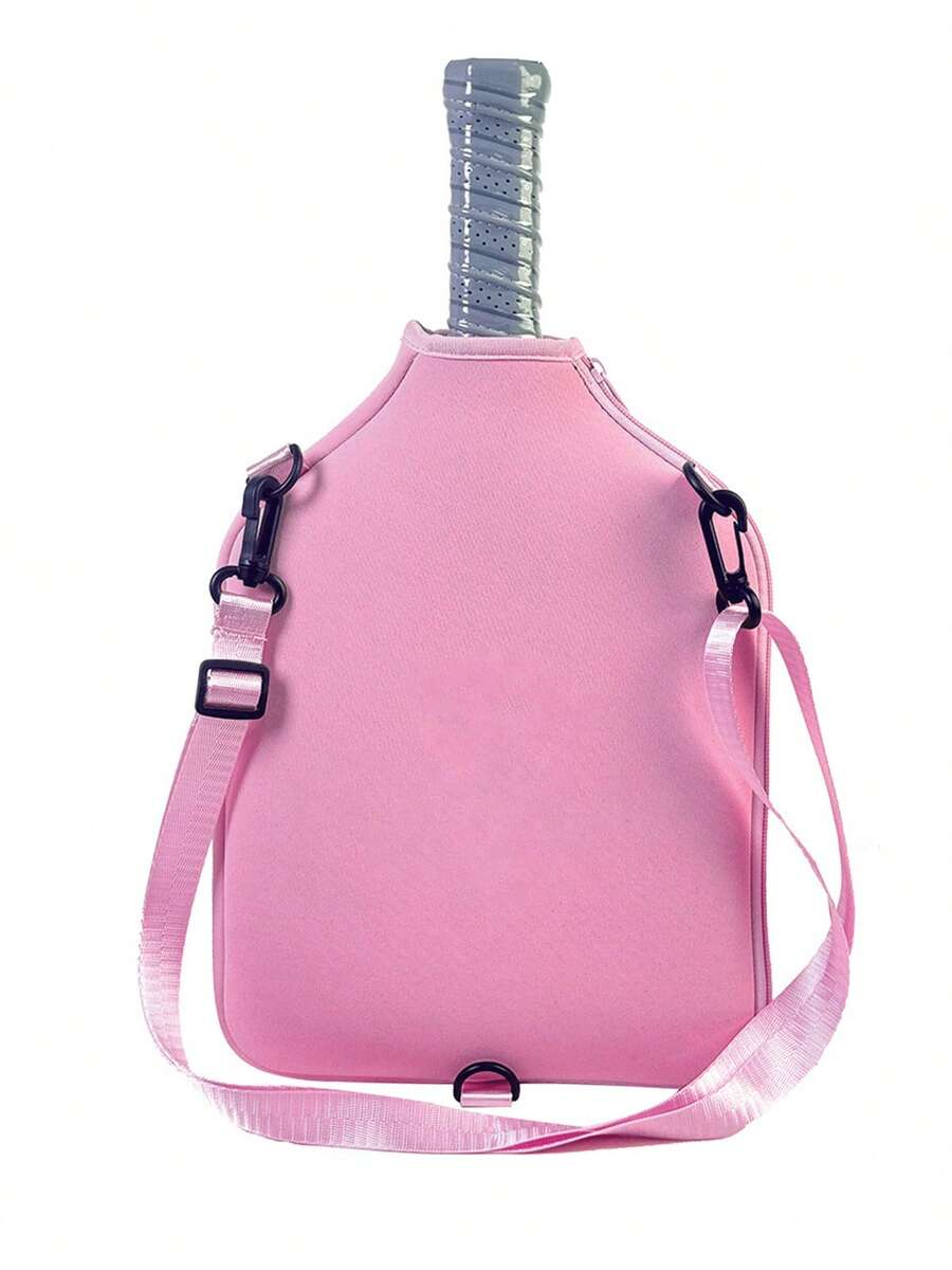 Neoprene Pickleball Paddle Bag Water-Resistant Pickleballs Paddles Cover Protector With Adjustable Removable Strap For 1-2 Paddles Fits Most Paddles, Rackets - Pink - View 1