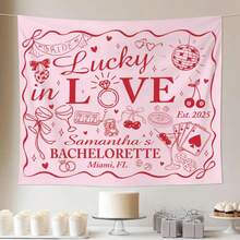 Lucky In Love Bachelorette Tapestry, Las Vegas Bachelorette Party Decor, Casino Theme Bach Party Banner, Bride To Be Hens Party Decor - 彩色 - 查看 7