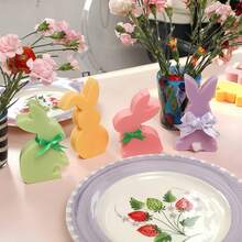 4件/1件可选兔子硅胶模具，兔子蜡烛模具，复活节硅胶模具，3D兔子石膏翻模模具，复活节兔子硅胶模具，DIY工艺兔子蜡烛翻模模具，复活节装饰品 - 彩色 - 查看 2