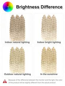 Water Wave Twist Crochet Hair Synthetic Braids Hair Ombre Blonde 22 Inch 3PCS Curl Hair Deep Wave Braiding Hair Extensions - Multicolor - View 4