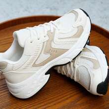 Women's New Thick Sole Sneakers, Lightweight Casual Shoes, Small White Shoes, Tennis Shoes, Versatile Running Shoes, Cute & Fashionable Lightweight Chunky Sneakers - 淺米色 - 查看 3