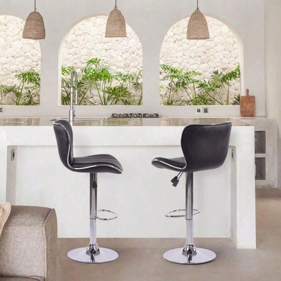 Taburete De Bar Juego De 2 Sillas De Bar Bancos Para Barra De Vintage Altura Ajustable Para Cocina Comedor Sala De Estar Y Otros Lugares Negro| Bancos Altos Para Barra | Sillas Para Comedor | Sillas | Muebles | Bancos Para Barra De Cocina | - 1 - Ver 1