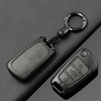 Folding Leather Alloy Key Case For Cars, Shell Holder For Audi Q3 8u F3 S, Line Protection, Key Ring, Car Accessories