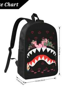 Sprayground  Pink Mischief Backpack Upscayl 10x Upscayl Standard 4x # Bookbag # Work Bag Versatile Geometric Print Backpack - Stylish & All-Match For Daily Use - 黑色 - 查看 5