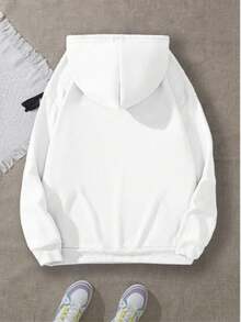 Slayr Women's Black Long Sleeve Pullover Hoodie With Cool Attitude Slogan American Streetwear, Casual New Year & Valentine's - 白色2 - 查看 2