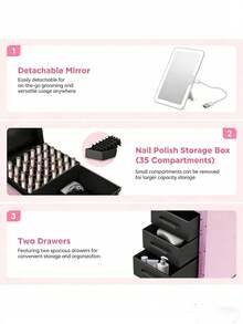 Pink Rolling Portable Manicure Table With 3 Drawers, Mirror & Nail Polish Organizer, Lockable Makeup Train Case With Foldable Nail Desk, Cosmetic Travel Case For Workstation Mobile, Nail Tech Nail Desk, Nail Table, Salon Equipment, Manicure Table, Nail Tech Desk, Salon Furniture, Nail Tech Table, Portable Nail Table, Salon Station, Nail Desk Cheap, Desk For Nails, Beauty Salon Equipment, Table Manicure, Manicure Desk, Hair Salon Equipment, Nail Tables, Nail Salon Furniture, Portable Manicure Table, Nails Table Desk, Nail Desks - Pink - View 5