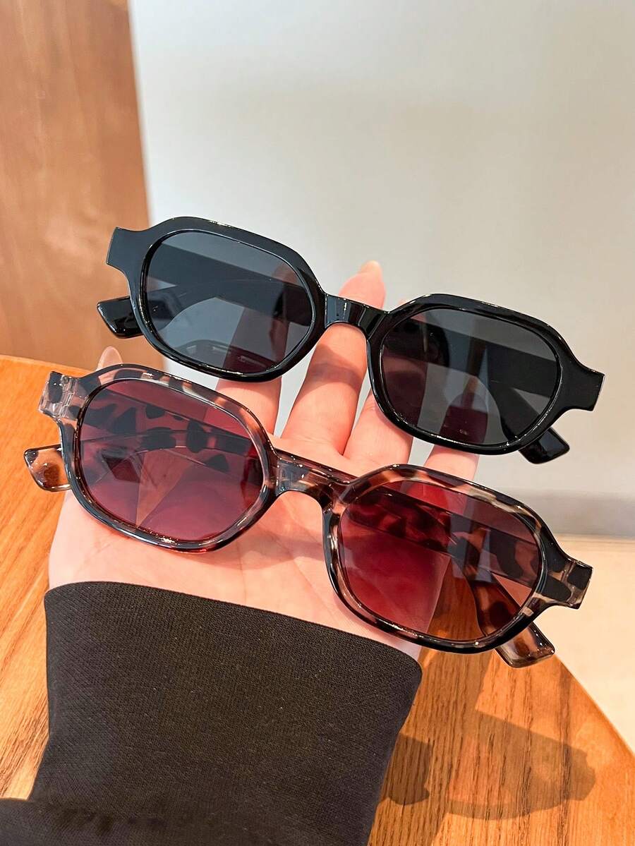 2 piezas Juego de gafas con marco rectangular estilo bohemio para mujeres, accesorio de moda para verano, playa, viajes, fiestas, para combinar todos los días, estilo Y2K - Multicolor - Ver 1