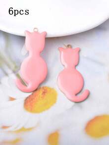 6pcs Cute Cat Charms, Double-Sided Enamel Pendant For Necklace, Earrings, DIY Jewelry Making - Cat - View 12