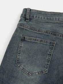 Magic Mia Women's Blue Flared Jeans - Floral Embroidery & Cutout Detail | High-Waisted Slim Fit For Daily Commute, Casual Hangouts, Date Nights & Weekend Errands | Versatile Styling For Street Walks, Café Visits & Office Lunches (Chic & Leg-Lengthening) For Effortless Daily Looks - 藍色 - 查看 5