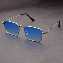 New Steampunk Square Glasses Men's Fashion Glasses Women's Style - màu xanh da trời - Xem 12