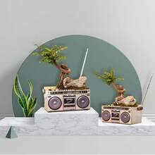 4.7 Inches Retro Recorder Shape Desktop Decoration Resin Crafts Ornaments Home Office Personality Multi-Purpose Succulent Plant Pot | Pen Holder (Recorder) - Silver - View 4