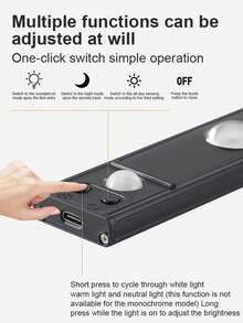 Yogle Tira de luz con sensor de movimiento LED moderna, barra de luz magnética inalámbrica recargable para gabinetes, armarios, armarios - Patrón de camuflaje montañoso, sin necesidad de cableado, carga USB, material de plástico, acabado mate, control de botón, regulable, iluminación LED, decoración del hogar, iluminación inteligente, estilo minimalista, diseño de moda, iluminación de alta calidad, decoración del hogar - Negro - Ver 12