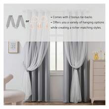 Blackout Curtains 63 Inch - Grey Polka DotRoom Curtains - 70% Blackout Double Layer Sheer Grommet Panels 52x63, 2 Pack - 如圖18 - 查看 3