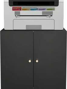 Techigher Metal Printer Stand, Printer Cabinet With Storage, Mobile Printer Table With Wheels & 2 Door, Metal File Cabinet For Home Office Small Spaces - Negro_2 capas - Ver 6
