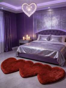 1pc Red Triple Heart Decor Plush Rug, Bedroom Decor, Small Rug, Carpet, Home Decor, Living Room Rug, Bedroom Rug, Living Room Home Decor, Outdoor Rug, Washable Rug