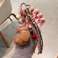 牛角面包/小圆面包造型钥匙扣吊坠，专为时尚爱好者设计，采用精致串珠编织绳制成，可DIY原创吊坠，多功能设计，高端时尚，时尚配饰，绝佳礼品之选，串珠设计，时尚配饰，PU皮革，多功能配件，独特钥匙扣，圣诞节和新年最佳礼物之选 - 彩色 - 查看 5