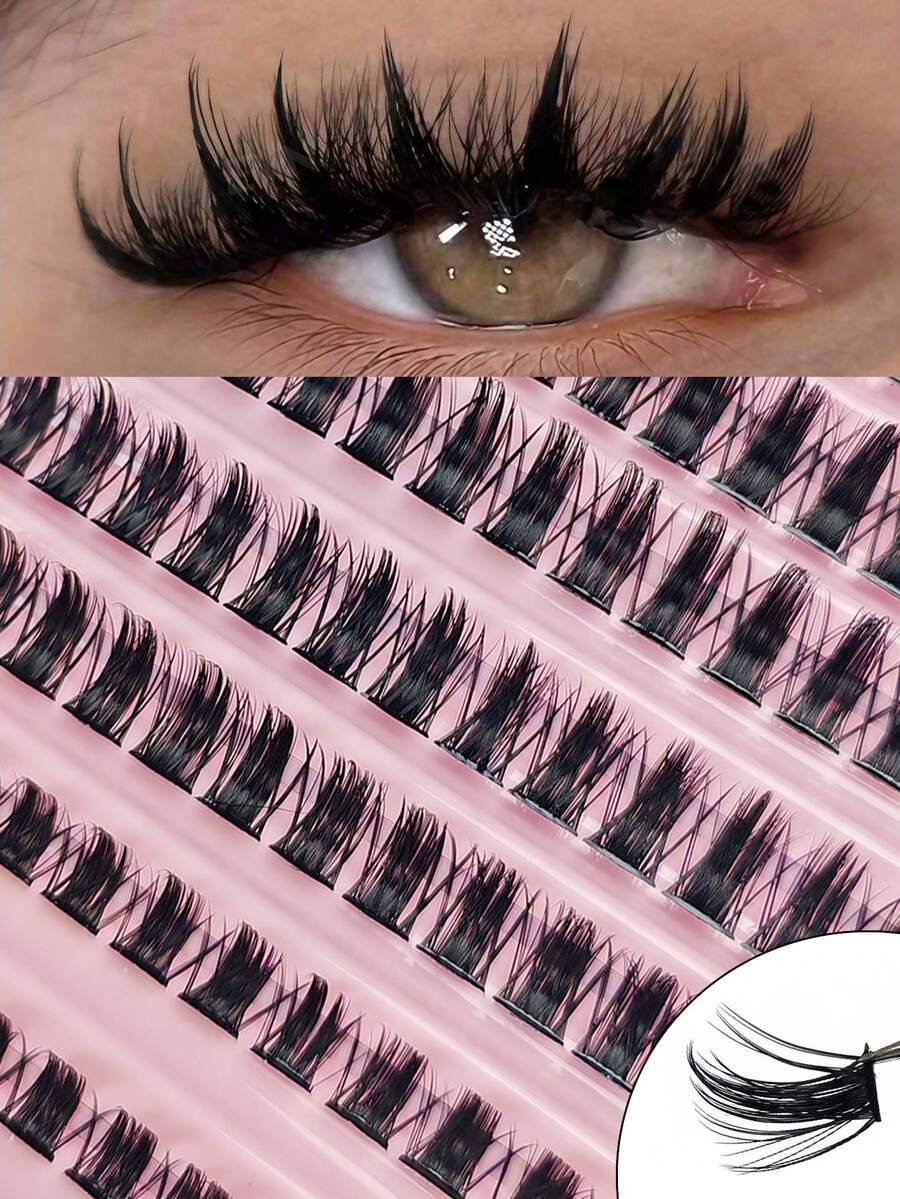 150Pcs D Curl Eyelash Clusters Wispy Voluminous And Lightweight Individual Lashes, Natural Look Lashes Fluffy Cluster Lashes DIY Eyelash Extension Women's Eye Makeup, Beginner Friendly, Reusable Lash Clusters, Eyelash Clusters, Individual Eyelashes, Lashes, Fake Lashes - D - View 1