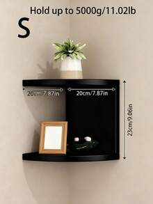 一套两层/五层黑色悬浮式转角壁架，现代错落式设计，适合墙角空间，可放置装饰品和植物，适用于客厅/卧室墙角装饰 - 黑色 - 查看 8