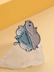 1PC Hipo Tenusa Cat Eto Enamel Pins Hippopotamus Cat Brooches Lapel Badges Animal Math Triangle Jewelry Gift For Friends - Multicolor - View 8