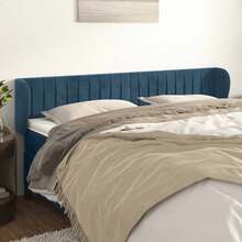 vidaXL Tête de lit avec oreilles Bleu foncé 203x23x78/88 cm velours - Bleu azur - Voir 2