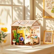 Robotime Rolife Super Creators DIY Plastic Mini House Building Kit - 3D Puzzle With LED Lights, Compatible With Mini Figures, Multiple Themes To Choose From, Suitable For Teenagers And Adults, Interior Decoration, Ideal Christmas Or Birthday Gift(Blooming Tea Garden) - 13-Blooming Tea Garden - 查看 3