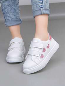 Zapatillas de lona con diseño de , ligeras y con forma de corazón lindas para estudiantes - Blanco - Ver 5