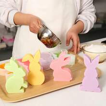 4件/1件可选兔子硅胶模具，兔子蜡烛模具，复活节硅胶模具，3D兔子石膏翻模模具，复活节兔子硅胶模具，DIY工艺兔子蜡烛翻模模具，复活节装饰品 - 彩色 - 查看 4
