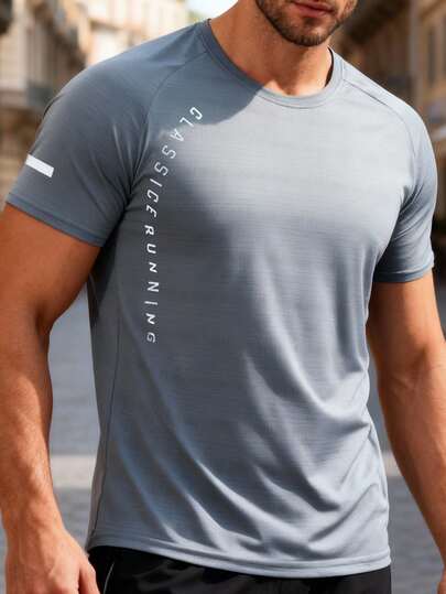 男士T恤，采用透气速干冰丝面料，适合夏季健身和户外穿着。