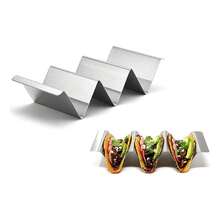 TendenciaBandeja Plato Holder Para 3 Tacos De Acero InoxidableCalidad premium - Plateado - Ver 2