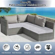 Waterproof Outdoor Cushion Covers Replacement For Patio Furniture Chair Seat Cushion Covers 24x24 Inch For Outdoor Furniture Garden Backyard With Zipper, 2 Pack SLIPCOVERS ONLY, Gray - Gray - 查看 6