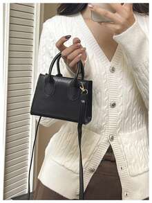 Quentes! Bolsa de Ombro Mini Retrô de Cor Sólida - Bolsa Feminina Elegante e Compacta, Versátil para Uso Diário/Encontros/Viagens. Presente Perfeito para o Dia dos Namorados, Acessório de Moda Retrô Essencial. Especial por Tempo Limitado, Ótimo Valor! - Branco - Visão 3