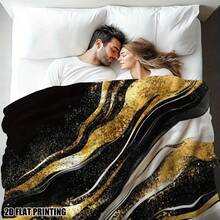 Modern Style: Black, Gold, Marble Flannel Blankets & Throws Sofa Towel Soft  Comfortable Throws Blankets Birthday Gifts Family Holiday Daily Couple Party Anniversary Wedding Souvenir Halloween Christmas Graduation Season Thanksgiving Bed Sofa - Multicolor 23 - View 6