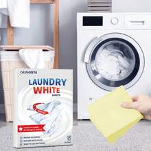 White Clothes Whitening & Bedding Repair | Stain & Yellow Removal Laundry Sheets - Powerful Non-Bleach Whitening Agent, Suitable For White Clothes - Yellow - View 2