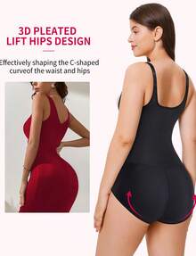 Nebility Women Waist Trainer Bodysuit Tummy Control Corset Full Body Shaper Cincher Tank Top With Adjustable Straps - 黑色 - 查看 5