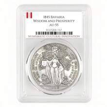 38mm/1,50 pulgadas Caja, 1845 Baviera 1 Gulden, Ludwig I, Atenea sosteniendo L en alto relieve. - Gris - Ver 7