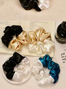 2pcs Gift Set Silk Satin Hair Tie & Scrunchie, Soft Damage-Free Pillow Strap, Suitable For Sleeping, Curly, Thick Or Fine Hair, Valentine's Day Gift Head Woman Accessories - Multicolor - View 4