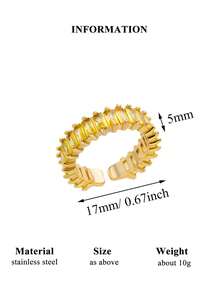 Anel ajustável de luxo em aço inoxidável com zircônias coloridas (1 peça), modelo arco-íris, banhado a ouro 18K e resistente ao desbotamento. Ideal para férias, casamentos, festas, uso diário, aniversários e outras ocasiões. - anel de aço inoxidável - Ver 18