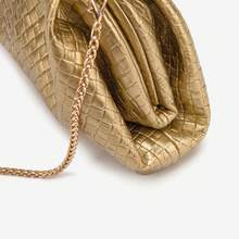 Dancing Engine 女士斜挎包 奢华设计师手拿包 金色编织包 单肩包 女士宴会包 - 金色 - 查看 7