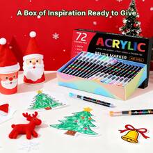 LOVEWE 72/120 Colors Acrylic Paint Markers - Water-Based Self-Inking Brush Tip, No Bleed For Rock Canvas Wood Ceramic Glass, Art Supplies For Adults DIY - 120種顏色 - 查看 9