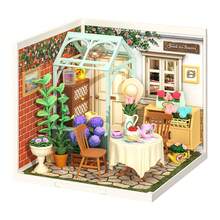 Robotime Rolife Super Creators DIY Plastic Mini House Building Kit - 3D Puzzle With LED Lights, Compatible With Mini Figures, Multiple Themes To Choose From, Suitable For Teenagers And Adults, Interior Decoration, Ideal Christmas Or Birthday Gift(Blooming Tea Garden) - 13-Blooming Tea Garden - 查看 9