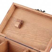Vintage Wooden Sewing Organizer - Taraxacum Pattern | Case For Storing Needles And Threads For Crafts And Sewing Tools - Natural Wood Color - View 5