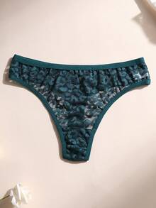 4 PCS Women's Sexy Thong Lace Leopard Panties Low Waist Seamless Lingerie - Multicolor - View 4