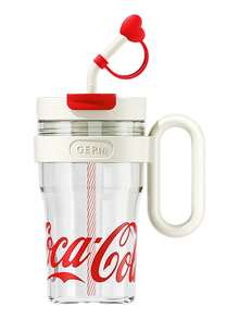 TendenciaVaso 800ml 27oz, Vaso Popote, Vaso Reutilizable Plastico, Vasos plastico con Tapa y Asa Portátil, Transparente, Antideslizante,  Vaso Súper Amor,RojoCalidad premium - Rojo - Ver 1