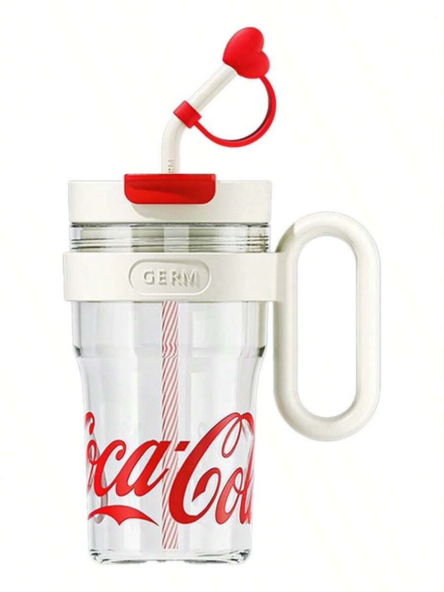 TendenciaVaso 800ml 27oz, Vaso Popote, Vaso Reutilizable Plastico, Vasos plastico con Tapa y Asa Portátil, Transparente, Antideslizante,  Vaso Súper Amor,RojoCalidad premium - Rojo - Ver 1