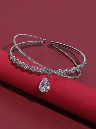 1 Bridal Dinner Headpiece, Forehead Decoration, Hair Band, High-End Rhinestone Forehead Decoration, Chain And Collar, Dual-Purpose Ladies' Accessories Valentine's Day Accessories