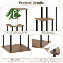 6 Tier Wood Tall Plant Stand Metal Rack Indoor, Multiple Flower Pot Holder Shelves Corner Rack, Planter Shelf Display Rack Storage Organizer Patio Living Room Balcony GardenWhite Oak - 4 級,黑色 - 查看 4