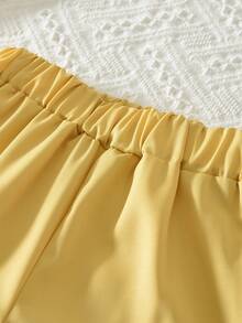 Summer Young Girl Floral Embellished Camisole Top And Shorts Set - Yellow - View 7